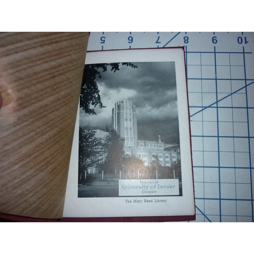 Vintage University of Denver Souvenir Photo Booklet Red Leatherette DU History